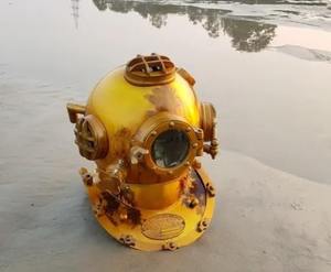 Casco de Buceo Metálico |   Casco de Buceo Profundo Mark V de 18 Pulgadas, Forma Redonda, Acabado Antiguo Camando, para Decoración del Hogar - Product Image 4