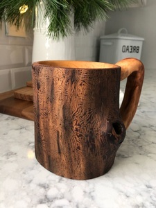 Solid Wood Coffee Mug Handmade Natural Wooden <b>Cup</b> Rustic Design Eco Friendly Drinking Mug for Kitchen Dining Use - Product Image 2