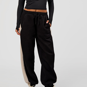 Pantalones Harem de Forro Polar de Cintura Alta para Mujer con Cordón Lateral, Corte Holgado, Largos, Estilo Casual de Otoño - Product Image 1