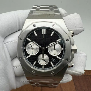 Montre mécanique ETA de luxe, style streetwear, avec chronographe, lunette octogonale en acier inoxydable de 41 mm, cadran noir Tapisserie, fenêtre de date, style hip-hop - Product Image 1