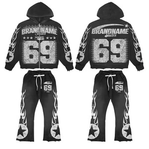 Conjunto de Sudadera con Capucha Extra Grande de Felpa de Algodón Premium y Pantalones Deportivos Holgados Unisex con Logotipo Personalizado - Product Image 2