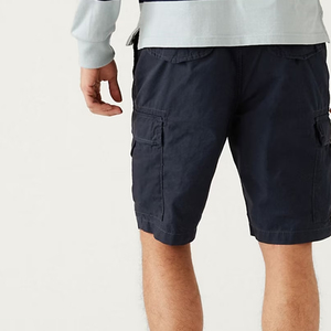 Shorts cargo pour hommes, taille mi-haute, fermeture boutonnée, vêtements décontractés, tissu Oxford respirant, couleur unie, poches - Product Image 2