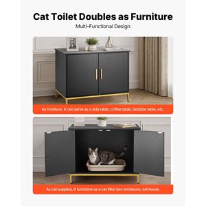 Clettiera per gatti in stile moderno custodia per mobili 27.6 \ "armadietto per lettiera nascosta in metallo con impugnatura per soggiorno camera da letto - Product Image 6