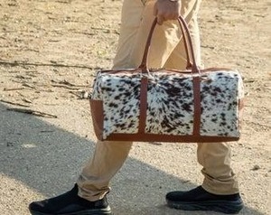 Sac à dos de luxe en cuir véritable fait main, style western, en cuir de vachette à poils, pour camping, vélo, plage, voyage, sport et gym - Product Image 4
