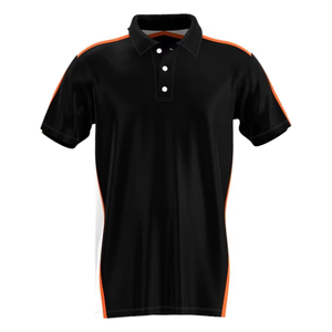 Men's Black <b>Orange</b> White Short Sleeve <b>Polo</b> Shirt Solid Color Knitted Casual Style Regular Fit - Product Image 4