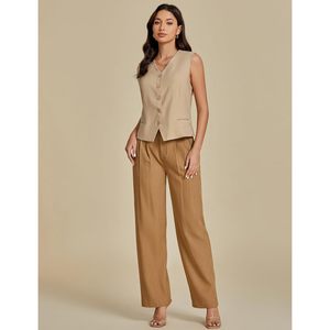 2025, chaqueta sin mangas con botones ligeros para mujer, chaleco informal elegante de lino a la moda con Top DE TRABAJO forrado para la temporada de primavera - Product Image 4