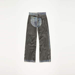 Pantalones Estampados - Corte Holgado, Cintura Media, Pierna Ancha y Largura Larga con Efecto Denim Trompe Único - Product Image 2