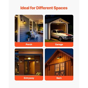 Outdoor 11.5 Diameter Barn Light 2 Pack Farmhouse Gooseneck <b>Wall</b> <b>Sconce</b> Dusk Dawn Exterior Anti Rust AC Power Cylinder Shape - Product Image 6