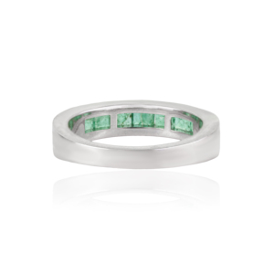 3 mm Princess Cut Natural <b>Emerald</b> Gemstone 925 Sterling <b>Silver</b> Half Eternity Unisex Band <b>Ring</b> Everyday Wear Jewelry - Product Image 6