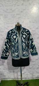Embroidered Suede Leather Floral Pattern Varsity Bomber <b>Jacket</b> Soft Eco-Friendly Quilted Windproof Breathable - Product Image 6
