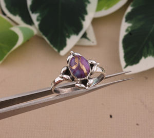 Natural Purple Copper Bezel Setting 925 Sterling Silver Genuine Gemstone Classic Party <b>Statement</b> <b>Ring</b> Wholesale - Product Image 1