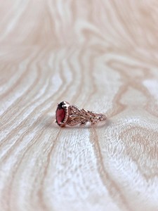Handmade <b>Garnet</b> <b>Silver</b> Leaf <b>Ring</b> 925 Sterling <b>Silver</b> 14K Gold Plated Boho Twig Promise <b>Ring</b> For Women - Product Image 5