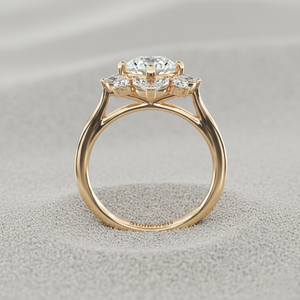 แหวนหมั้นวินเทจทรงมาควิสประดับเพชรแบบกลุ่ม ล้อมเพชรแบบฮาโล ชุบทองคำสีกุหลาบ พร้อมใบรับรอง - Product Image 2