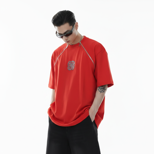 เสื้อยืดโอเวอร์ไซส์ผู้ชายผ้าฝ้าย 100% แบบมีซิปคู่ ตกแต่งตราโครเมียม สไตล์ลำลอง แฟชั่นฤดูร้อน ทรงหลวม สตรีทแวร์ - Product Image 3