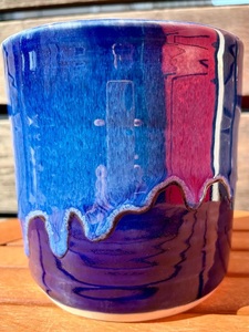 Artisan Stoneware Ceramic <b>Utensil</b> Holder Hand Poured Drip Glaze Deep Blue Finish Kiln Fired Durable Countertop Kitchen Organizer - Product Image 4