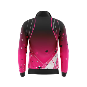 Chaqueta de Danza Personalizada para Niñas y Mujeres, de Spandex, Manga Larga, con Cierre, Diseño de Estrella Rosa, para Entrenamiento y Uso en Escenario - Product Image 2