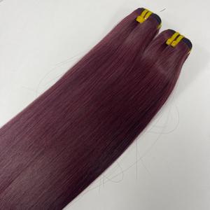 มัดผมเรกันด์สีเบอร์กันดีผมแท้เกรดสูงจากเวียดนาม - Product Image 3