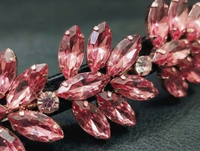 Browband Kulit Elegan dengan Bunga Kristal Pink Biru dan Rose Gold Model CB-96 untuk Berkuda
