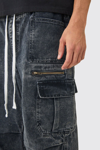 High Quality Winter Vintage Mid Lightweight Streetwear Hip Hop Style Custom Embroidered Patchwork Cotton Distressed Denim <b>Pants</b> - Product Image 3