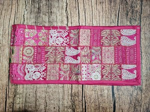 Bohemian Printed Table <b>Runner</b> Pink Paisley Pattern Polyester <b>Washable</b> Home Decor India Made - Product Image 2