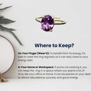 Certified Amethyst Gemstone <b>Adjustable</b> <b>Ring</b> | Natural Purple Crystal for Men & Women - Product Image 4