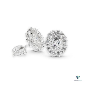 ต่างหูเพชรทรงรี 1.69 กะรัต แบบ Halo Stud ผลิตในห้องปฏิบัติการ ตัวเรือนทองคำแท้ 14K ต่างหูแบบคลัสเตอร์คลาสสิกสำหรับผู้หญิง เครื่องประดับอันหรูหรา - Product Image 2