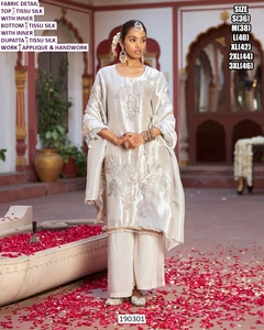 Conjunto de Kurta Bandhani Ivory Luxe para Mujer, Largo hasta el Suelo, Tradicional, Bordado, de Seda, de Secado Rápido, Corte Regular, para Todas las Temporadas, Ideal para Bodas - Product Image 2