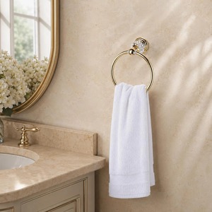 <b>Crystal</b> Design Silver Towel Ring Wall Mounted For Bathroom And Wash Basin Area Elegant Durable Stylish Towel Holder Use - Product Image 3