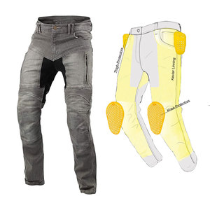 Jeans de moto pour hommes avec protections cuisses et genoux intégrées, en denim respirant, résistants à l'abrasion, de haute qualité pour la conduite - Product Image 1