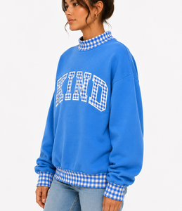 Sudadera de Cuello Alto para Mujer de Alta Calidad, con Apliques de Letras Personalizados, Manga Larga, Diseño de Puntos en Contraste, Estilo Casual - Product Image 2