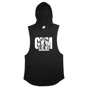 เสื้อกล้ามมีฮู้ดสีแดงสำหรับผู้ชาย พิมพ์ลาย Gym Warriors ผ้าฝ้าย เสื้อโชว์กล้ามเนื้อ สวมใส่สบายๆ สำหรับออกกำลังกาย เสื้อฮู้ดแขนกุดสำหรับผู้ชาย - Product Image 2
