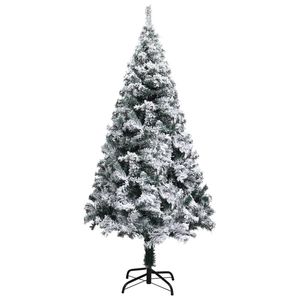 Sapin de Noël artificiel vert avec neige blanche floquée en PVC et acier - Product Image 2