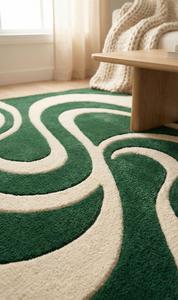 Alfombra de Lana Moderna de Lujo, Hecha a Mano, Antideslizante, con Diseño Abstracto de Olas, Pelo Medio, para Sala de Estar, Dormitorio, Comedor, Decoración del Hogar - Product Image 6