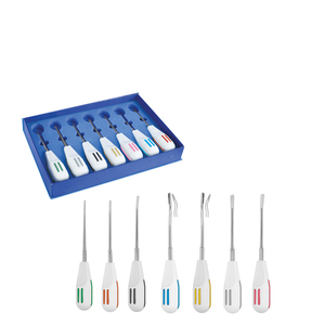 Ensemble d'élévateurs de racines Accuram Luxating pour extraction dentaire, 7 pièces, manuel, poignée légère, acier inoxydable, réutilisable - Product Image 1
