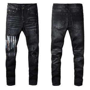 Vente en gros de jeans en denim pour hommes, style personnalisé, tendance streetwear, coupe ample et droite - Product Image 5