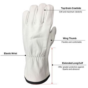 Sheepskin-Leather <b>Gloves</b> <b>Red</b>-Color Winter Sports Gear For Cycling-SkiingWelding Full Palm Nylon Diamond Texture Flexible - Product Image 1