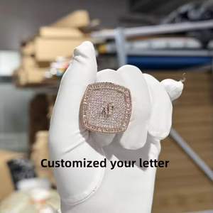 แหวนฮิปฮอปทรงคุชชั่นคัท ประดับเพชร CZ แบบไมโครเพฟ สีทอง เงิน และโรสโกลด์ ดีไซน์หรูหรา - Product Image 4