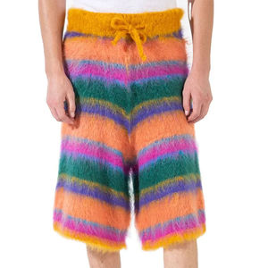 Custom Mens Solid Eco-Friendly Wool Knit Shorts <b>Elastic</b> Waist Streetwear Summer Low MOQ - Product Image 4