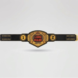 Custom Wrestling Championship Belt <b>Black</b> Leather Gold <b>Wing</b> Design With Numbered Plates And Central Logo Wrestling Trophy Award - Product Image 1