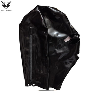 Cagoule intégrale professionnelle en latex noir brillant, sexy, pour clubbing, fête, déguisement, cosplay, ajustement réglable, durable - Product Image 3