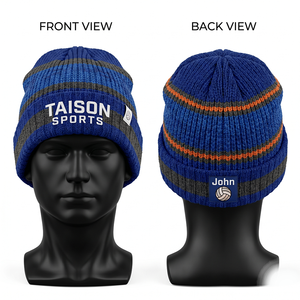 Premium 280 GSM Acrylic Knit Volleyball Beanie Sky Blue Custom Jacquard Logo Embroidery <b>Winter</b> Sports <b>Cap</b> - Product Image 3
