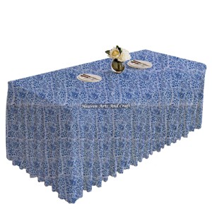 B2b Hot Selling 2025 New Design 100% Cotton Table Covers Floral Print Hand Block Printed <b>Rectangle</b> Pleated Table Cloths - Product Image 5