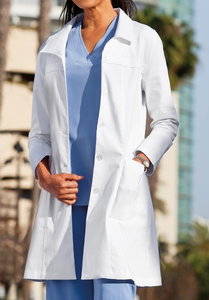 Blouse de laboratoire unisexe en coton blanc, uniforme d'hôpital, tissu tissé, boutonnée sur le devant, usage médical professionnel - Product Image 6