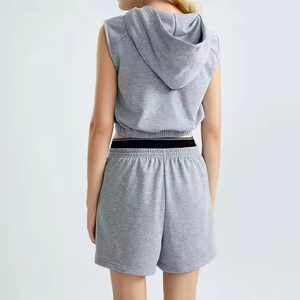 Nouvel Arrivage Ensemble 2 Pièces Femme Été : Haut Sans Manches à Lettres et Short à Lacets - Product Image 2