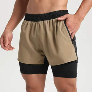 Men's Double <b>Layer</b> Fitness Shorts Men Fitness Gym Training 2 in 1 Sports Shorts Quick Dry Workout Jogging Double Deck Summer - Product Image 1