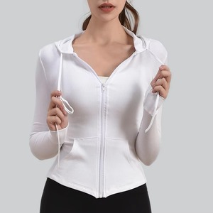 Chaqueta Deportiva de Manga Larga con Cierre para Mujer, Sudadera Elástica para Yoga y Gimnasio, Chaqueta de Yoga de Manga Larga con Orificio para el Pulgar - Product Image 3