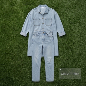 Conjunto de camisa y jeans de mezclilla azul claro para mujer, conjunto informal de dos piezas, atuendo de mezclilla a juego, ropa de moda urbana - Product Image 6