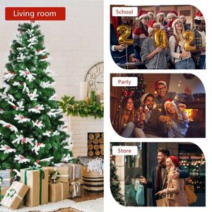 Albero di Natale Innevato con Punte Miste e Bacche Rosse, Design con Cerniere, Non Illuminato - Product Image 2