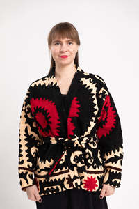 Demanded Women's 100% Cotton <b>Canvas</b> Jacket Comfortable Fresh Floral Design Suzani Embroidery Lace Christmas Sale 6XL Bohemian - Product Image 3