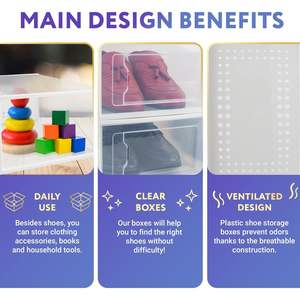 Lot de 12 boîtes à chaussures en plastique durable, ventilées et transparentes, spacieuses et empilables, avec une bonne circulation d'air, pour la maison ou le bureau - Product Image 3